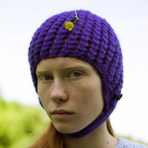 Aviator Bonnet Demi Season Hat in Rich Purple image 2