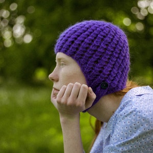 Aviator Bonnet Demi Season Hat in Rich Purple image 5