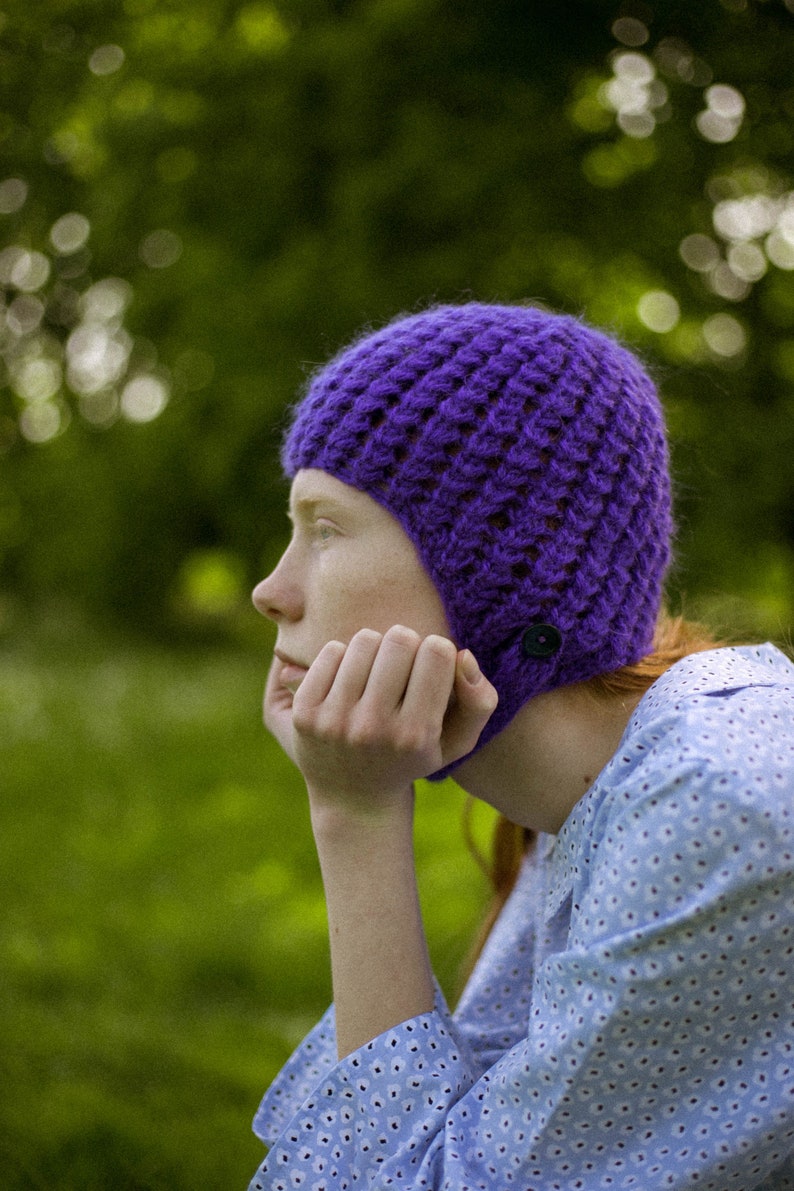 Aviator Bonnet Demi Season Hat in Rich Purple image 5