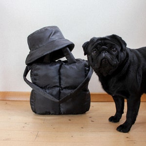 PILLOW Puffer bag in charcoal black,Padded Super Puffer Oversize Tote Shopper Bag Shoulder Bag Quilted Bag image 7