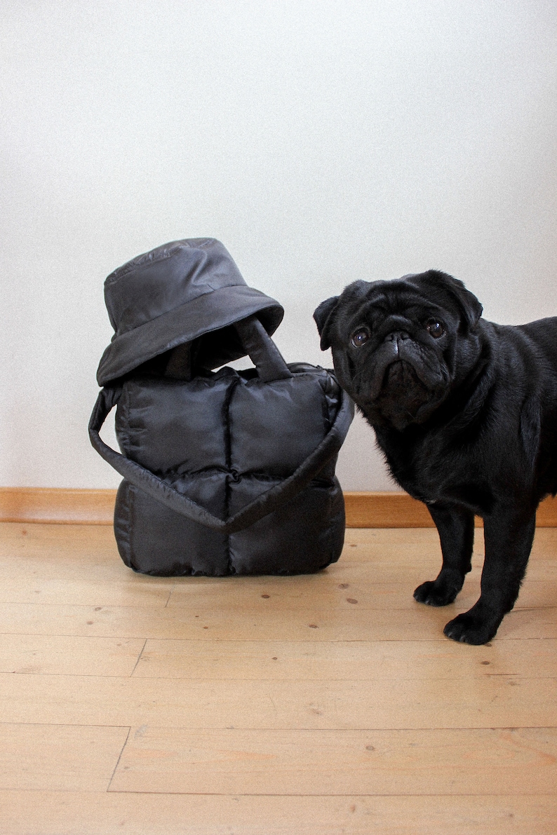 PILLOW Puffer bag in charcoal black,Padded Super Puffer Oversize Tote Shopper Bag Shoulder Bag Quilted Bag image 7