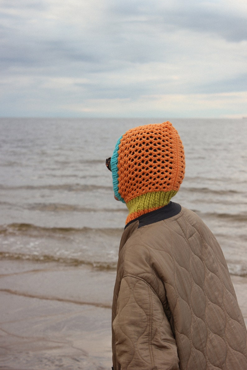 Multicoloured Demi season Papaya balaclava hat,mango socky balaclava knit beanie,knit helmet,knit hat,crochet balaclava image 2