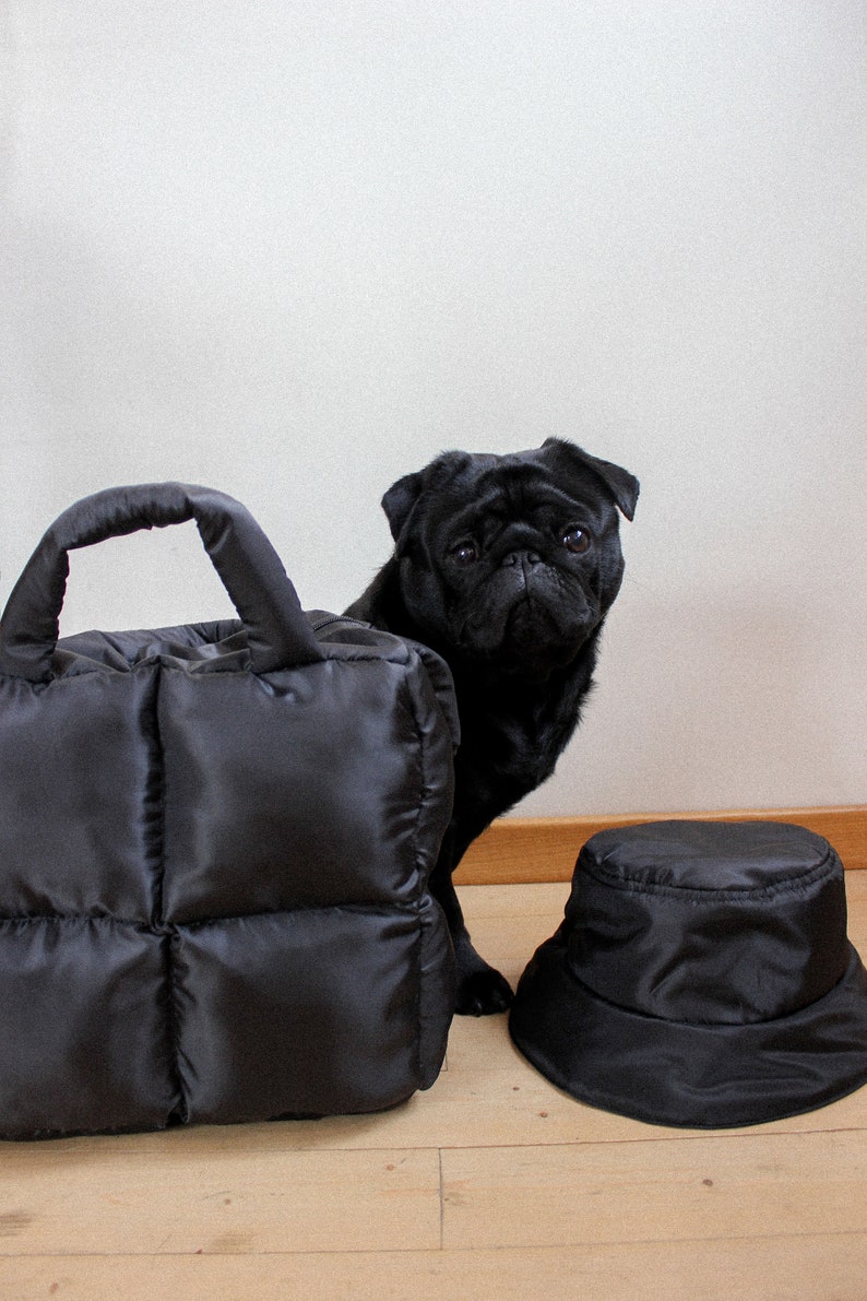 PILLOW Puffer bag in charcoal black,Padded Super Puffer Oversize Tote Shopper Bag Shoulder Bag Quilted Bag image 4