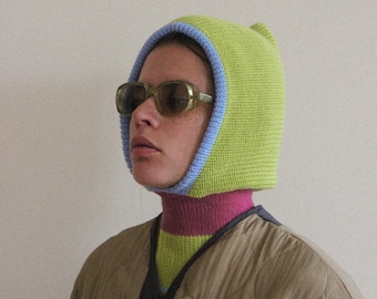 Multicolored Apple Balaclava Woolen hat ,mango socky balaclava knit beanie,knit helmet,knit hat,crochet balaclava, knitted hood