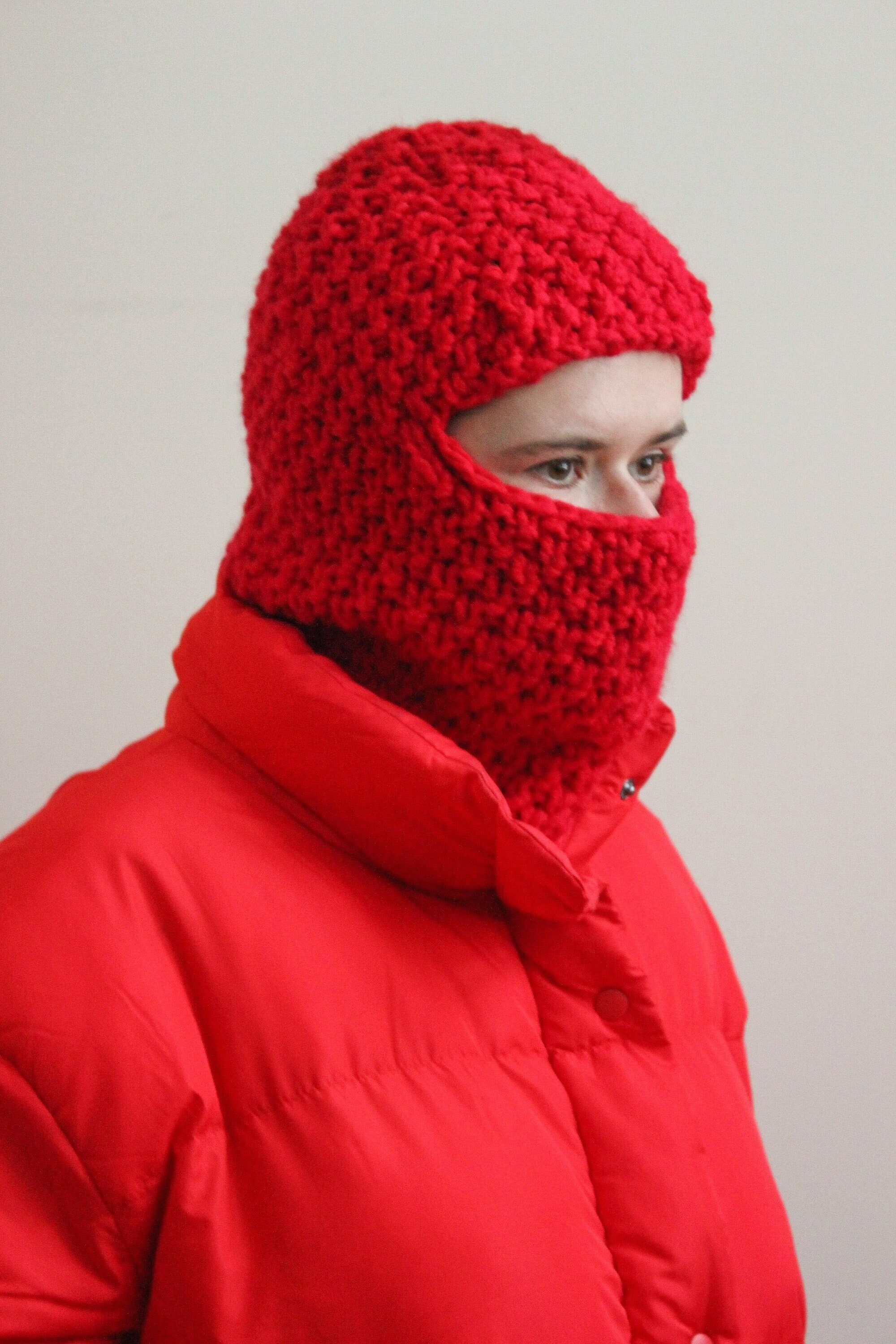 Hand Knitted Chunky Balaclava Ski Mask in Scarlet Red - Etsy