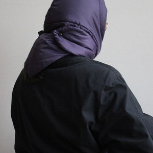 PILLOW HEADSCARF Balaclava in Purple ,scarf quilted shawl bandana shawl puffer, fashion shawl 2022-23, babyshka style Quilted Headscarf image 4