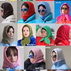 PILLOW Headscarf Balaclava in Baby Blue, scarf quilted shawl bandana shawl puffer, fashion shawl 2021-22, babyshka style Quilted Headscarf image 10