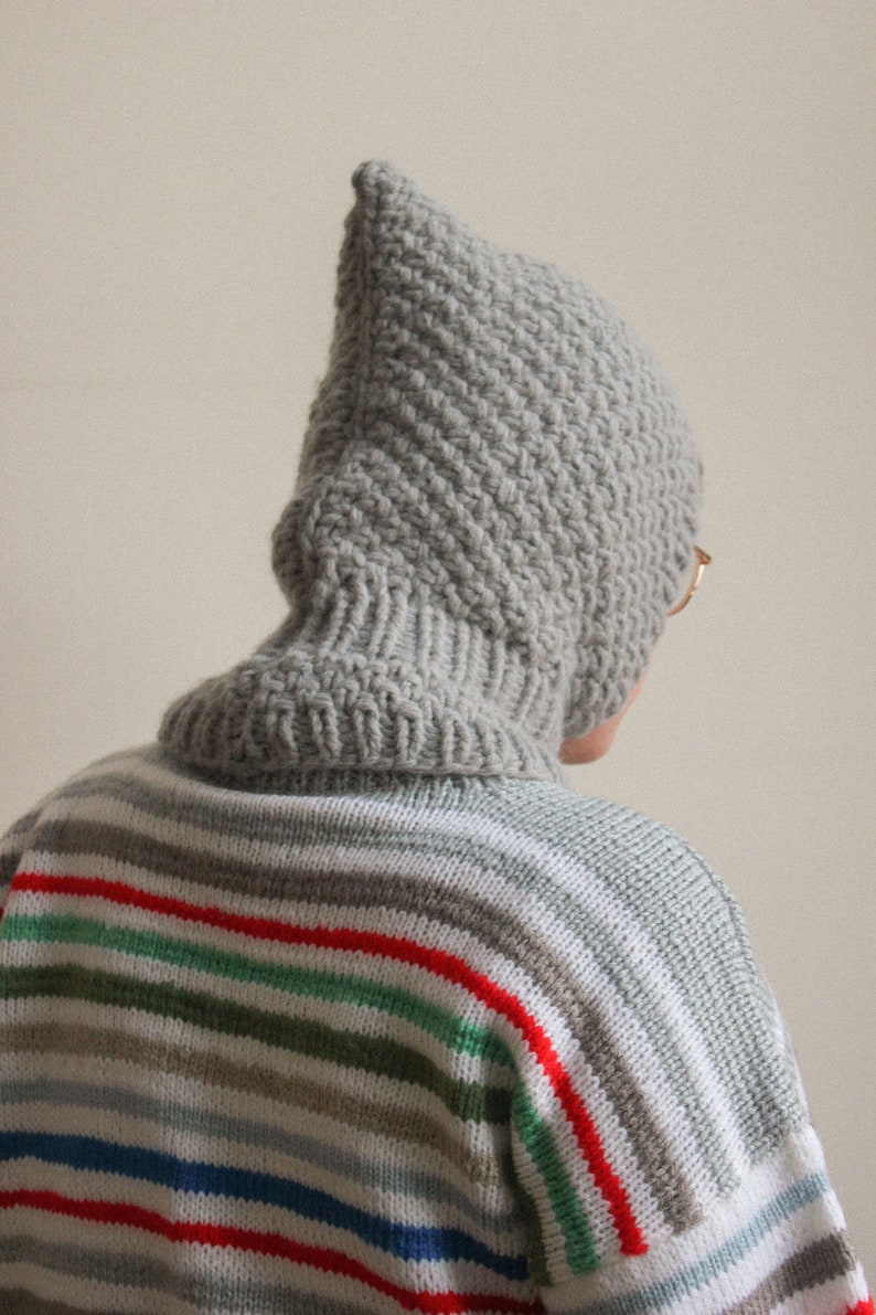 Balaclava Woolen Chunky hat in gray ,mango socky balaclava knit beanie,knit helmet,knit hat,crochet balaclava, knitted hood image 7