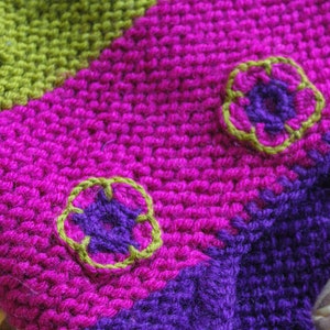 Multicoloured Aviator Bonnet Hat with crochet flowers image 2
