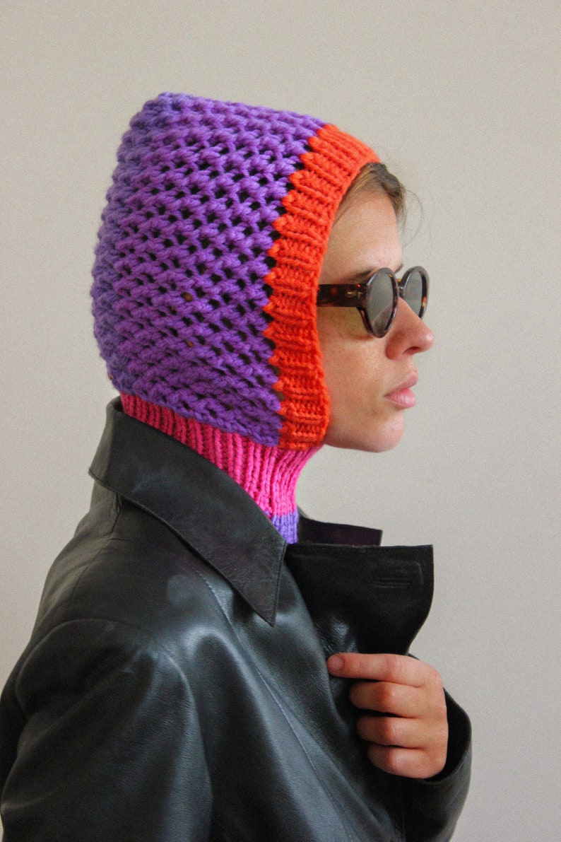 Multicoloured Demi season balaclava hat,mango socky balaclava knit beanie,knit helmet,knit hat,crochet balaclava image 4