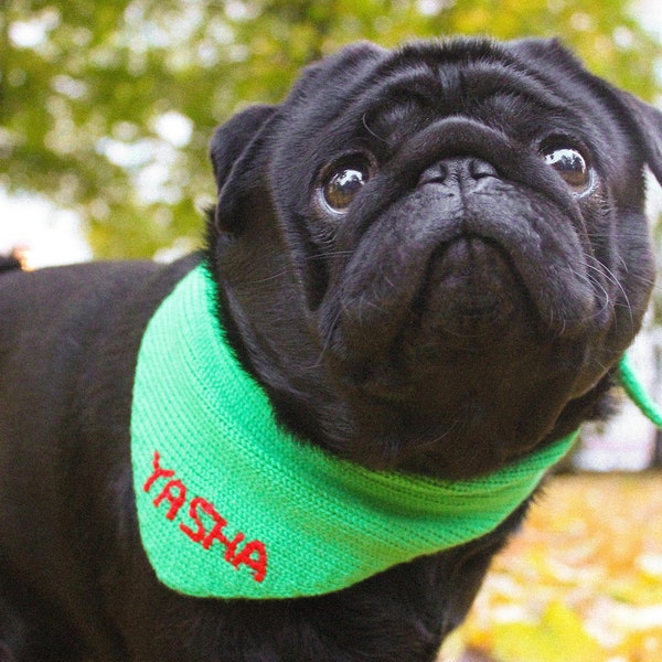 Bandana pour chien d’automne, bandana pour chien d’automne sur le collier, personnalisé personnalisé pour chien tricoté et brodé à la main Bandana Tie