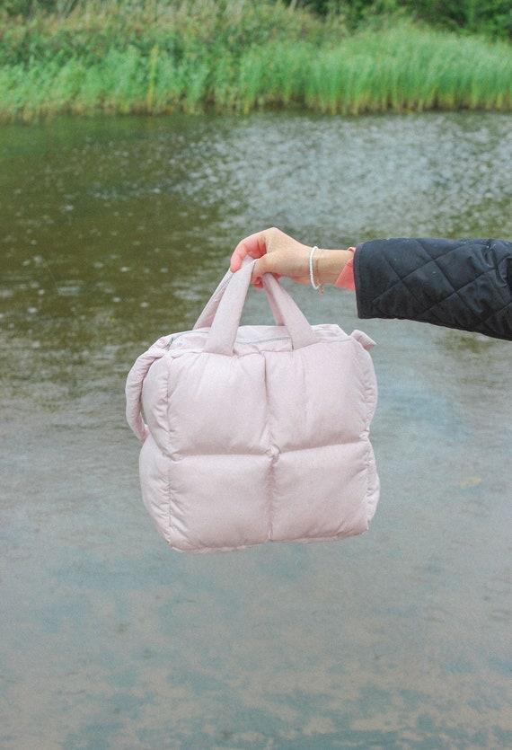 PILLOW PUFFER BAG in Powder Pink Padded Super Puffer Oversize Tote Shopper  Bag Shoulder Bag 