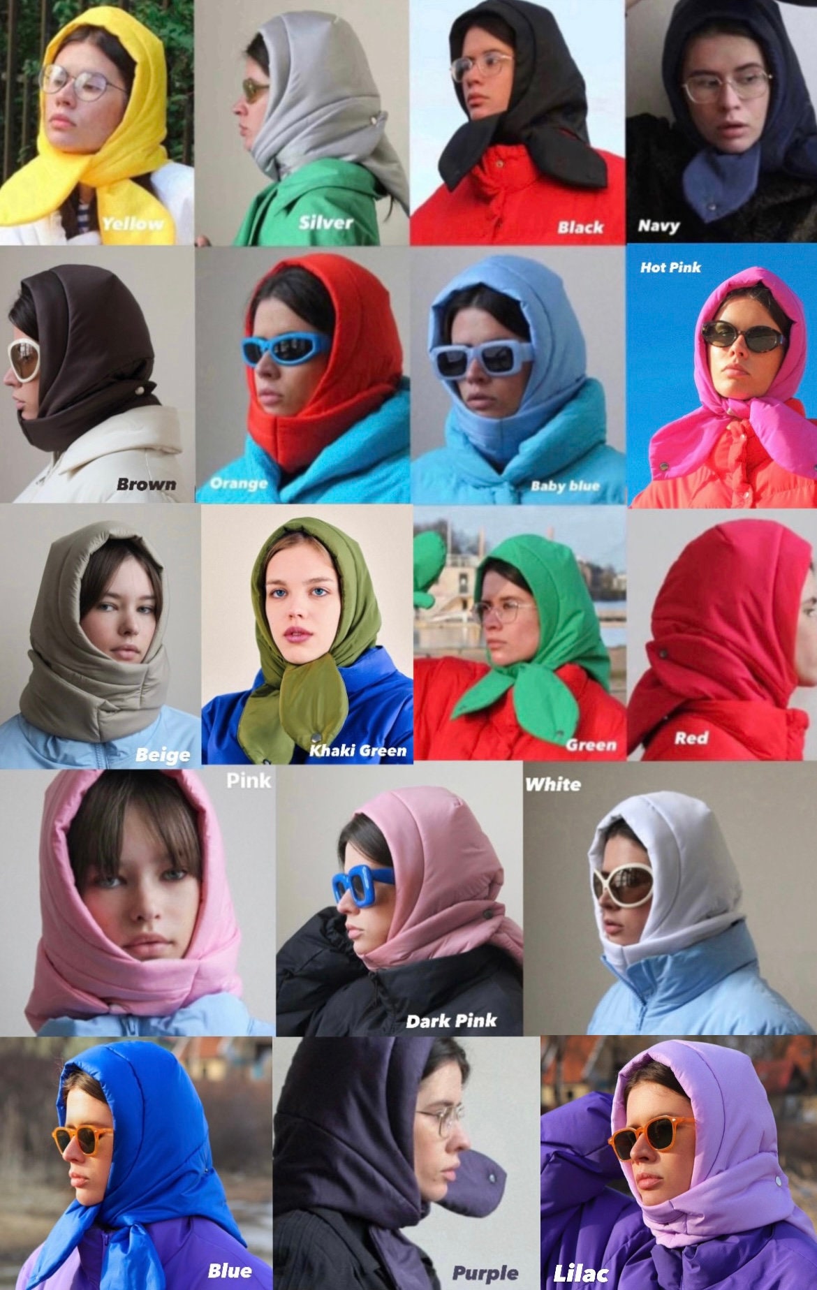PILLOW HEADSCARF - Balaclava in Rich Blue ,scarf Quilted