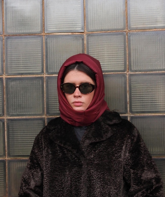 枕型ヘッドスカーフ - バーガンディ色のバラクラバ、スカーフ