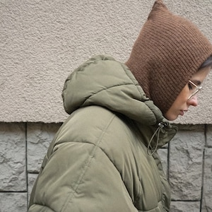 Balaclava Woolen hat in brown,mango socky balaclava knit beanie,knit helmet,knit hat,crochet balaclava, knitted hood image 2