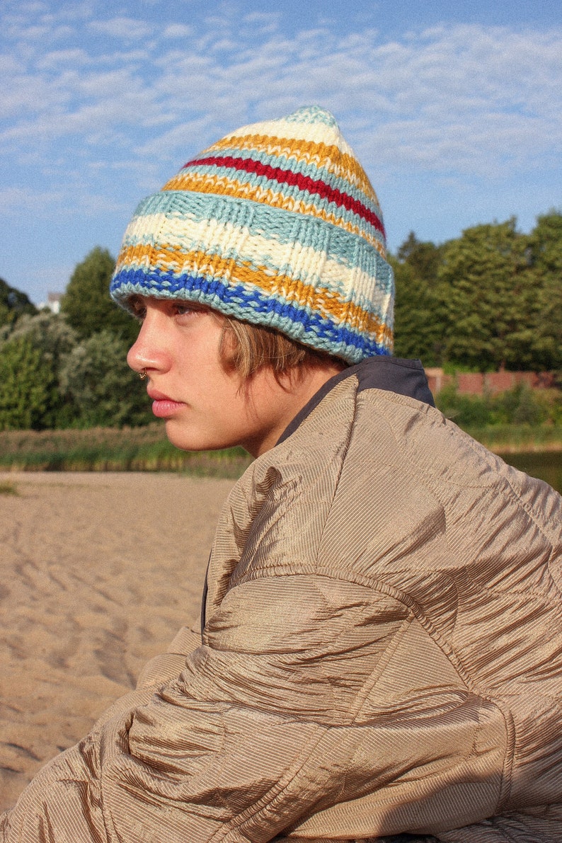 Multicolored winter beanie hat image 1