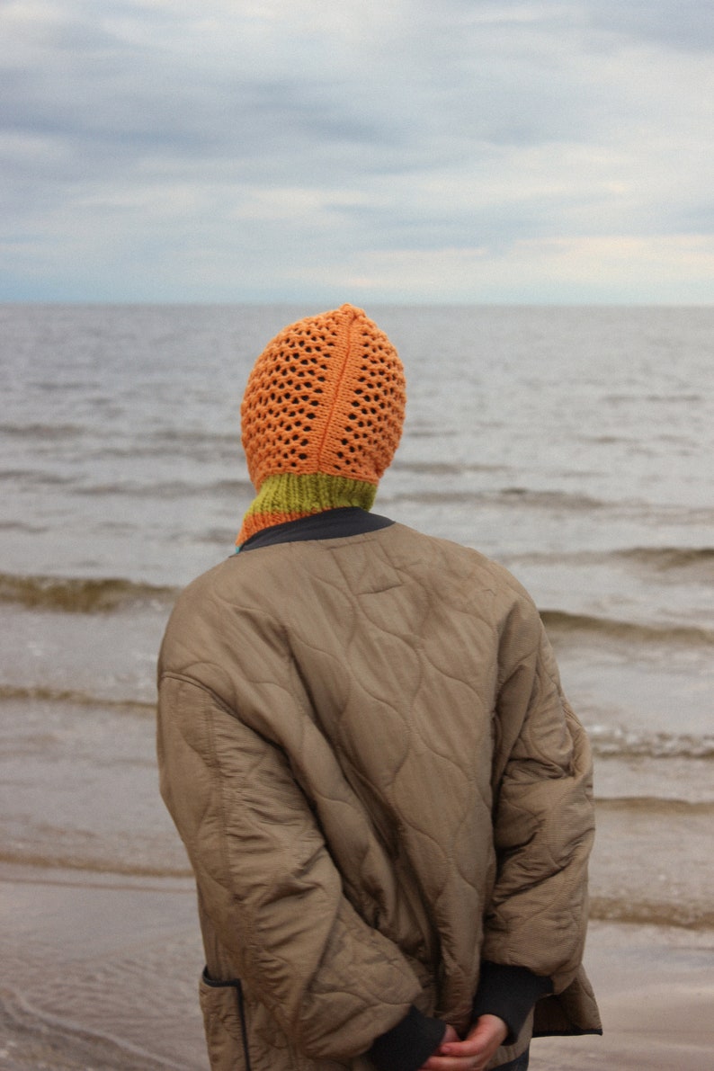 Multicoloured Demi season Papaya balaclava hat,mango socky balaclava knit beanie,knit helmet,knit hat,crochet balaclava image 8