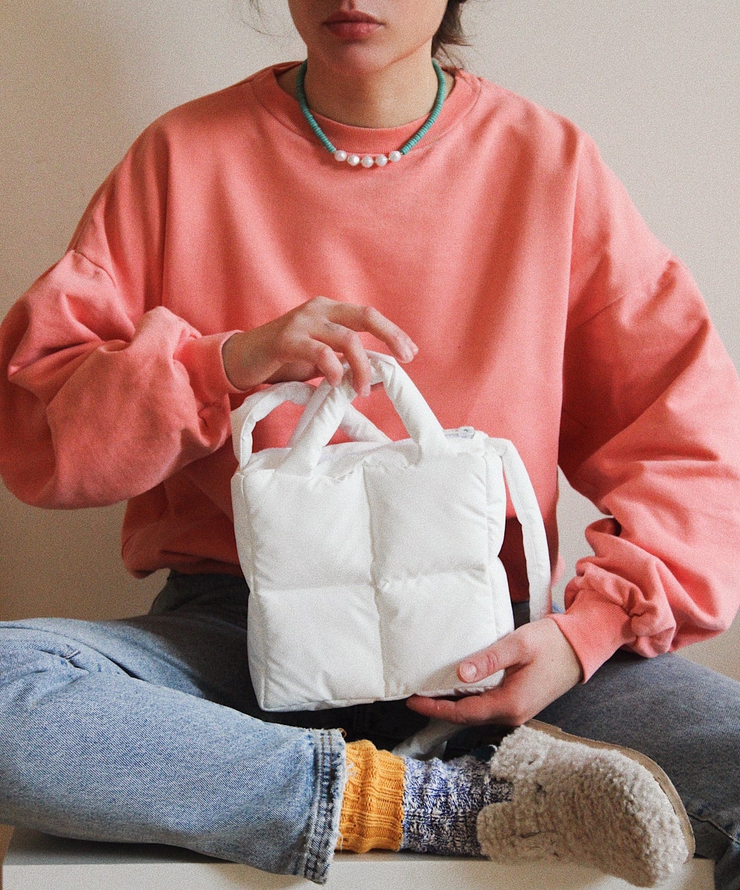 HUNT☆Intrepid Puffer Large Tote - White Willow Puffer_Tote_Bag_Front_View_Off