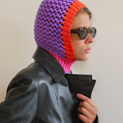 Mehrfarbige Demi-Season Balaclava Mütze, Mango Socky Balaclava Strickmütze, Strickhelm, Strickmütze, Häkel-Balaclava