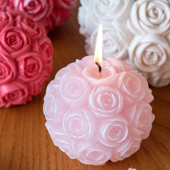 Bougie Fleurs Roses Cadeau de Noël - Candle Flowers Bio