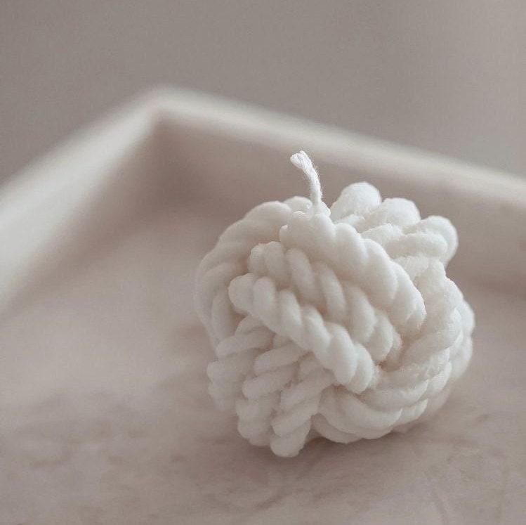 Bougie Noeud en Laine Bio Cadeau de Noël - Candle Node Bio
