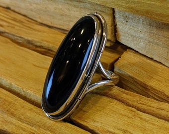 onyx silver ring, silver ring, unixex onyx ring, black onyx ring, sterliing silver native jewelry, native jewjelry, black onyx jewelry