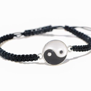 Yin Yan adjustable black bracelet. Handmade good vibes bracelet, Yoga Bracelet, Zen Bracelet, Peace Bracelet, Unisex Bracelet, Yin Yang band