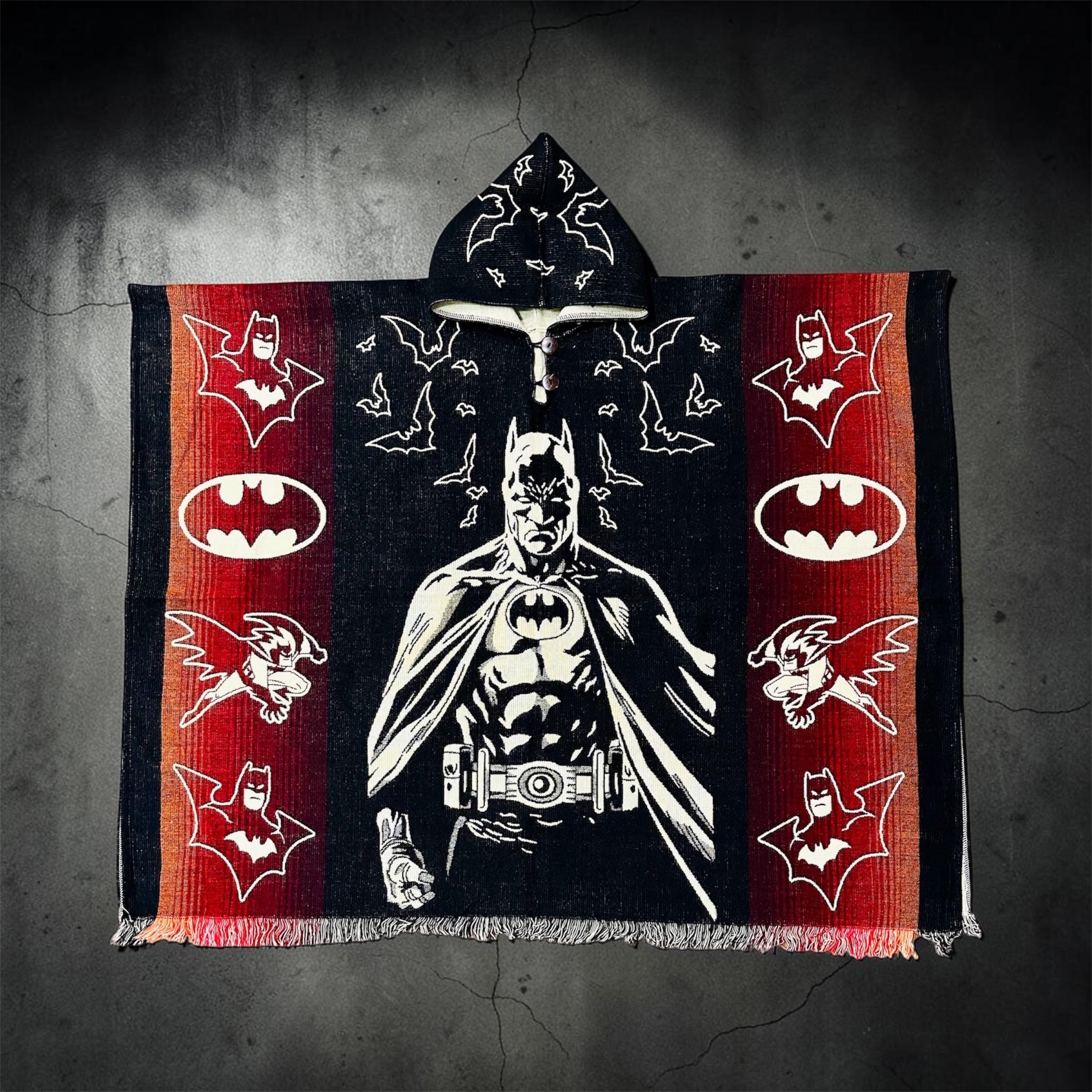 Anime Poncho, Super Hero, Alpaca Hooded Poncho, Unisex Batman Cape