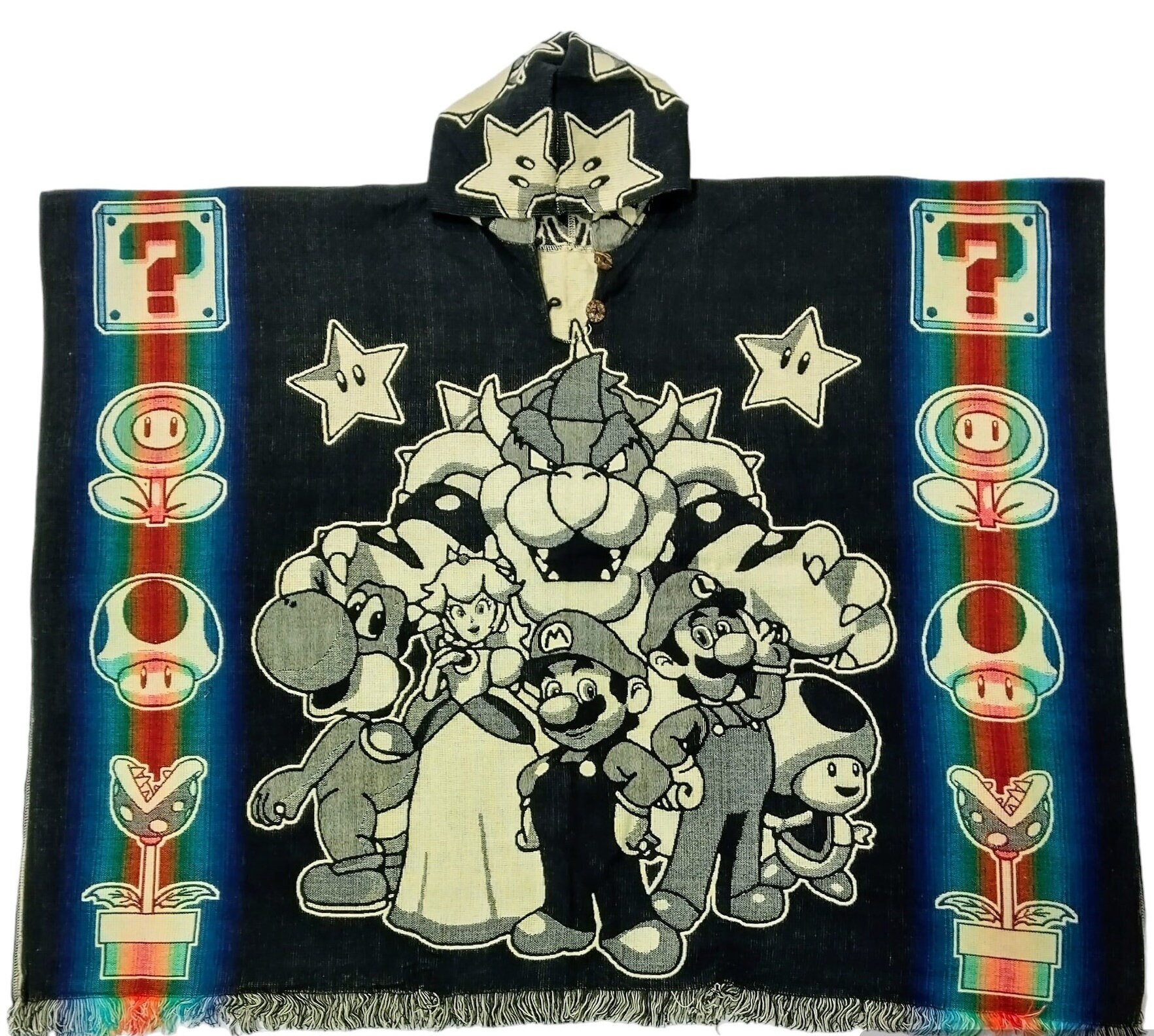 Mario Bros Poncho, Unisex Anime Poncho, Alpaca Wool Hooded Poncho Mario Bros Poncho, Unisex Anime Poncho, Alpaca Wool Hooded Poncho
