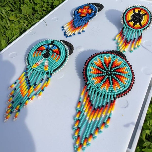 Handmade hair tie, beaded hair tie, indian fashion, southwestern accessories , indian jewelry, hair accessories, native bead work
