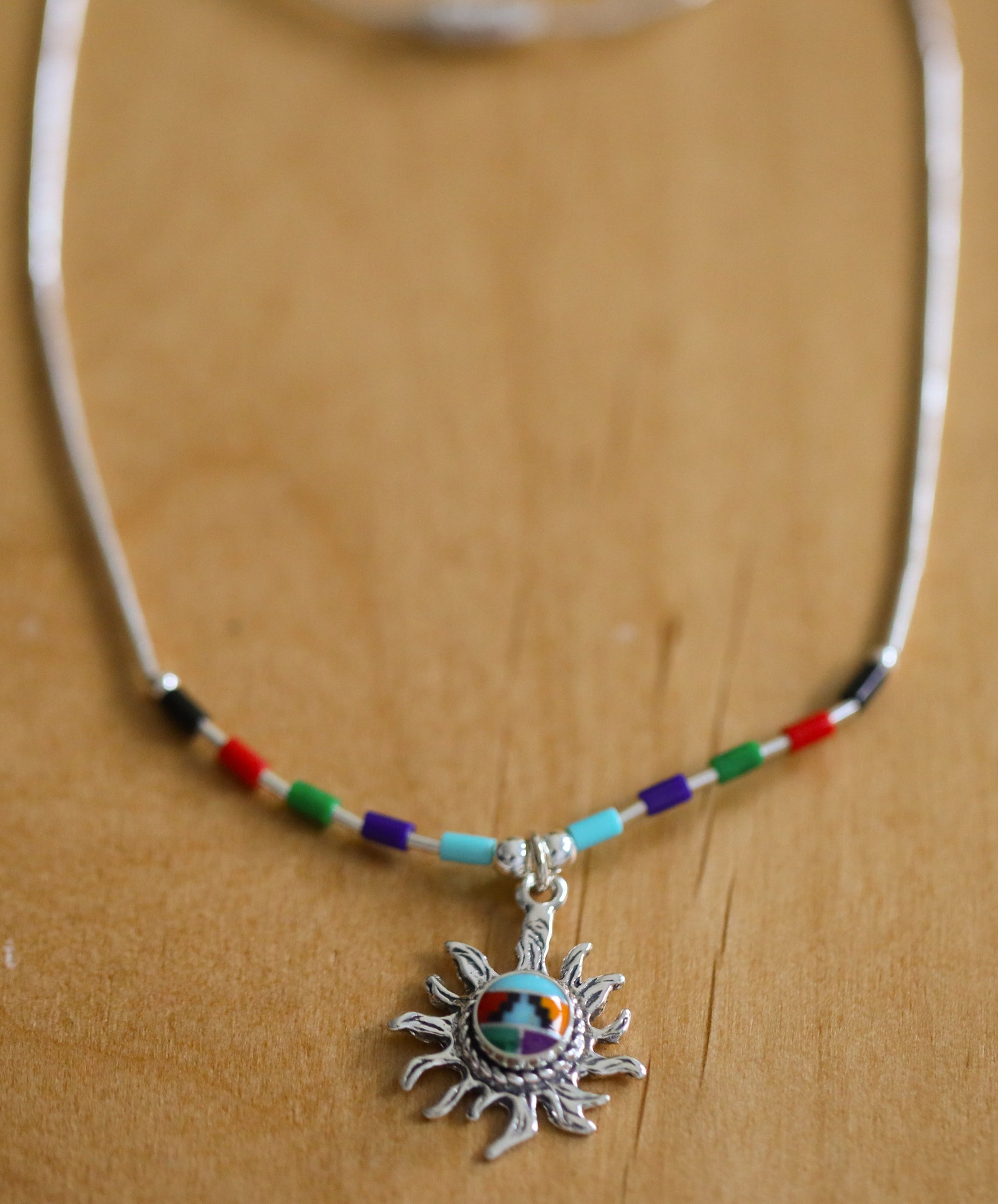 Zuni Style Silver Necklace Sun Silver Necklace Native Silver Etsy