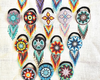 Handmade hair tie, beaded hair tie, Hair accessories, Indian fashion, Native accessories , One of Kind Indian jewelry, native bead work.