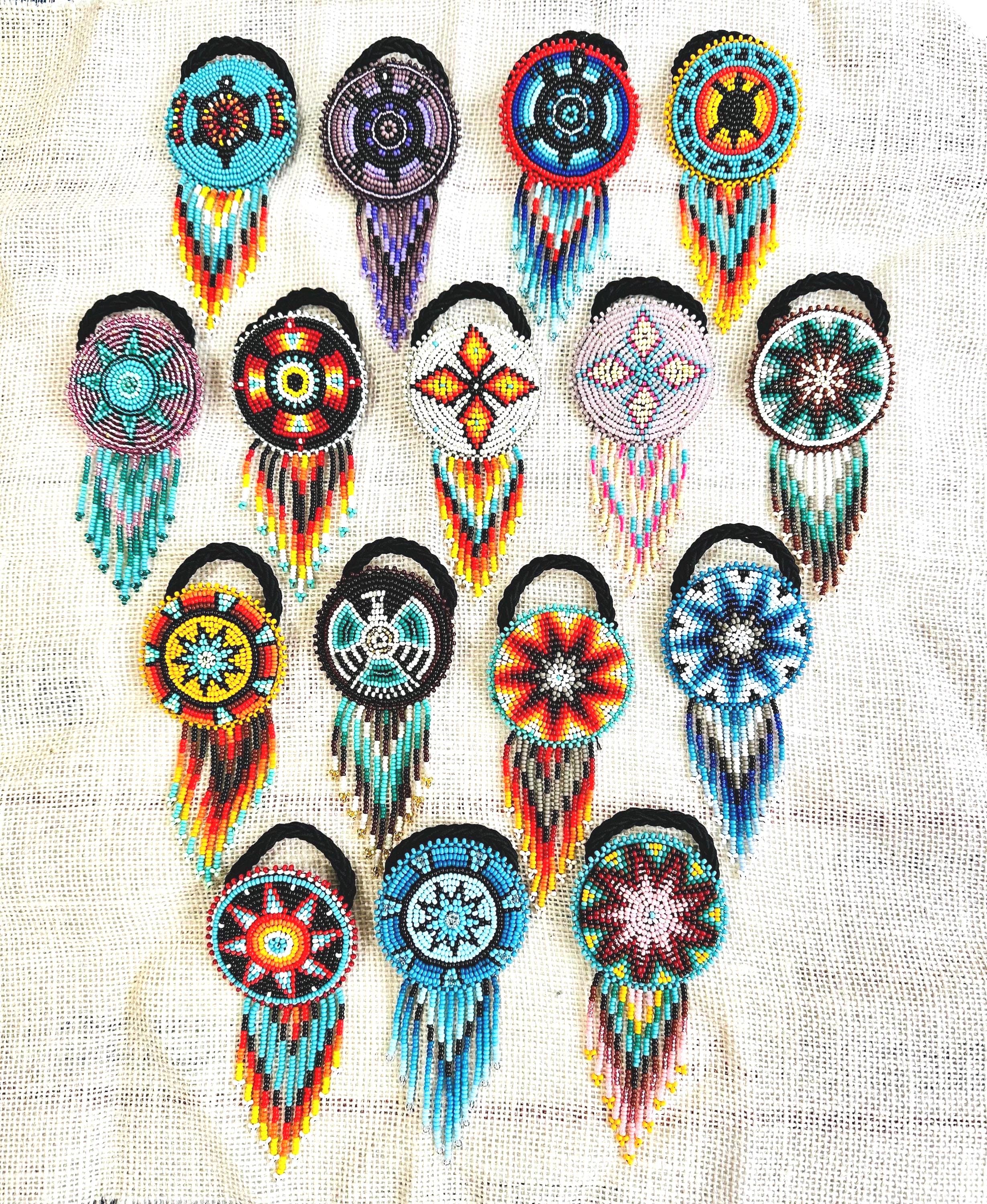 Beaded Headbands & Matching Hair Ties Handcrafted Multicolored Beaded Hair Tie, Handmade Bead Work, Hair Tie, Indian  main image 3