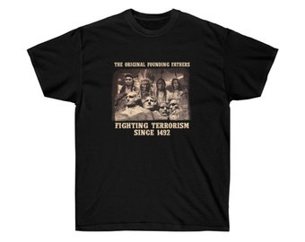 Inheems erfgoedshirt, origineel T-shirt van Founding Fathers, shirt van 100% zwaar katoen, uniseks grafisch T-shirt, zeefdruk, shirt Mount Rushmore