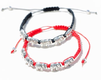 Elephants charm red bracelet, Good luck bracelet, handmade elephant bracelet, good energy bracelet, boho hippie bracelet,adjustable bracelet