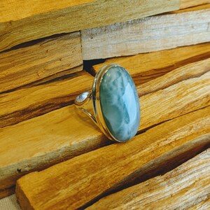 Larimar silver ring, sky blue gem stone on silver, one of a kind of silver ring, larimar jewelry, native jewelry, hand made silver jewelry image 3