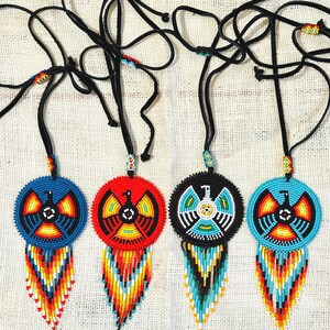 From left to right. Blue Eagle, Red Eagle, Black Eagle, Turquoise Eagle