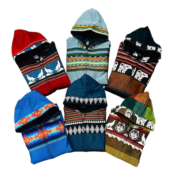One of a kind zip up Jacket, Wool native sweater, Tribal zip up hoodie, tribal zip up jacket, native jacket, handcrafted by native hands.