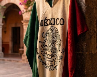 Mexiko, Kapuzenponcho, El sello Mexicano, Escudo Nacional, Wollponcho, Mexikanische Gaban, Bandera de Mexico, Poncho de Alpaca, Mexikanische Flagge