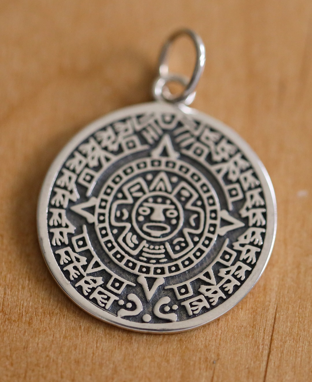 Aztec Calendar Pendant Handmade Solid Silver Aztec Pendant Etsy