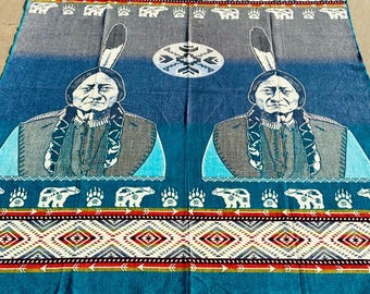 Native American Chief Blanket, Colorful Tribal design, Very Warm and Soft, Reversible queen size, Handcrafted by Native hands