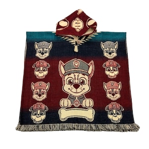 Paw patrol poncho. Kids poncho, alpaca poncho, kids hooded poncho, unisex kids poncho, Paw patrol clothing, very soft and warm kids poncho.