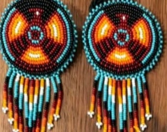 2 handgemaakte haarelastiekjes, rode en zwarte adelaar, accessoires van inheemse oorsprong