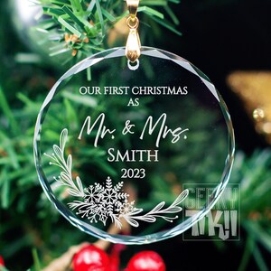 our first christmas, married, first christmas as Mr & Mrs, christmas ornament, newlyweds, wedding gift, husband, wife, mr and mrs ornament