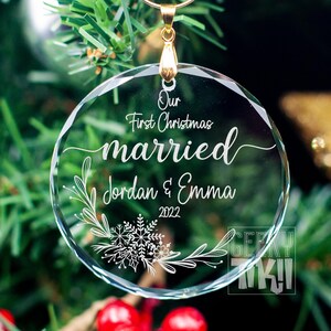 our first christmas, married, first christmas married, christmas ornament, newlyweds gift, wedding gift, husband, wife, wedding ornament