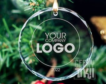 crystal engraved ornament, corporate gift, company ornament, company gift, holiday gift, logo ornament, christmas ornament, event favor