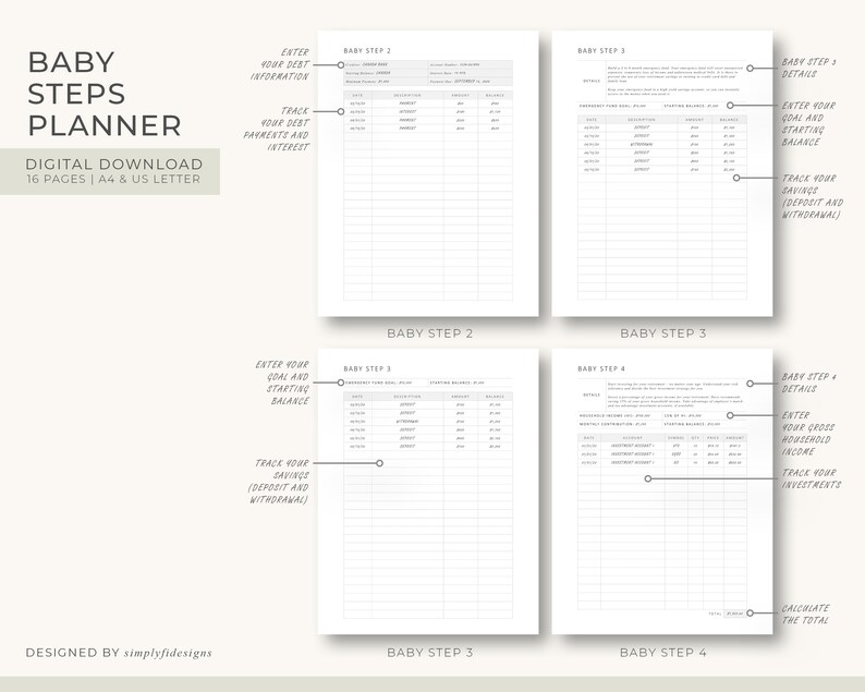 Printable Baby Steps Planner Dave Ramsey Baby Steps - Etsy