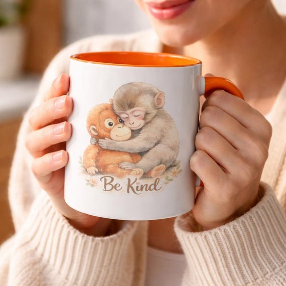 Punch Monkey Mug Cute Be Kind Coffee Cup Animal Lover Gift