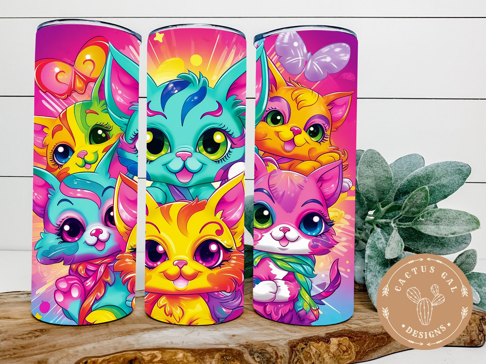 Cute Baby Kittens 20oz Tumbler Wrap Colorful Cats Skinny Etsy