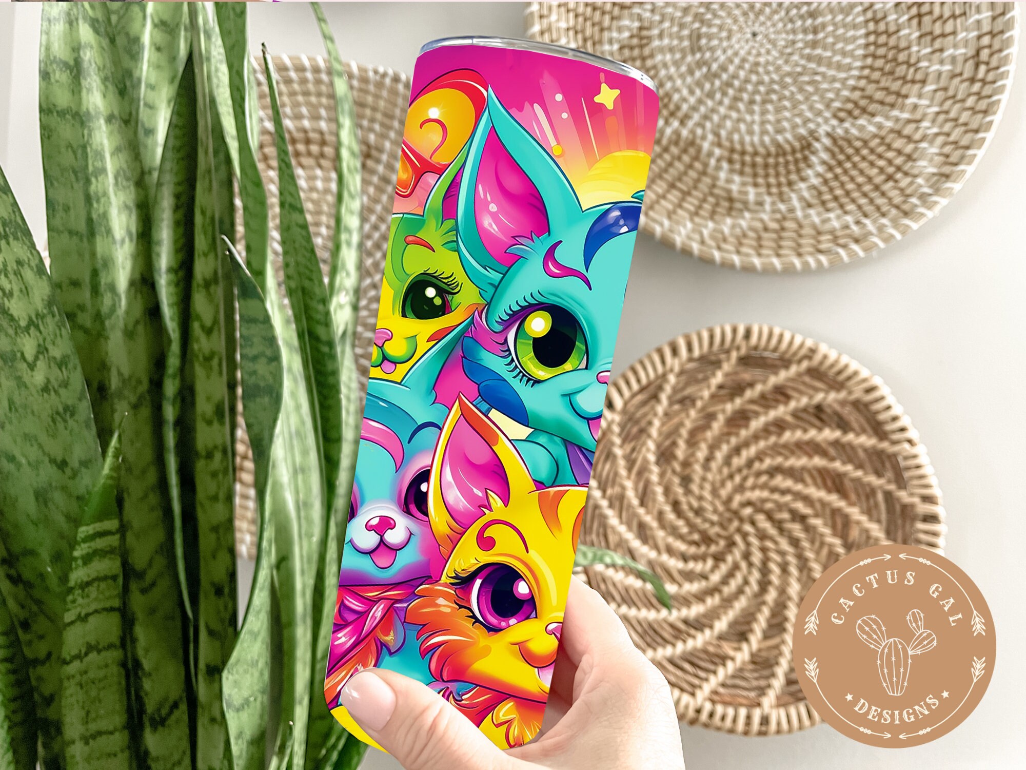 Cute Baby Kittens 20oz Tumbler Wrap Colorful Cats Skinny Etsy